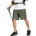 thumbnail image 1 of Zimjoy Men's Hiking Cargo Shorts Lightweight Outdoor Shorts Quick Dry Golf Camping Casual Fishing with Zipper Pockets Army Green L, 1 of 5