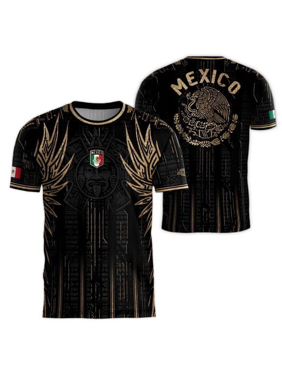 Men's Mexico Soccer Jersey 2026 World Soccer Game National Team Fan Crew Neck Short Sleeve Game Day Football Tee Vermilion L