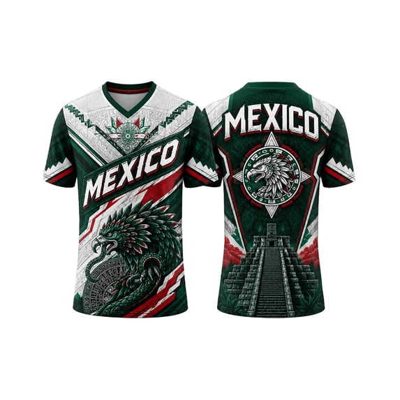 Zimjoy Men's Mexico Soccer Jersey National Flag Short Sleeve Graphic Sport T-Shirt Unisex Training Football Top Game Day Outfit White L