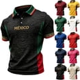 thumbnail image 1 of Zimjoy Men's Mexico Soccer Jersey Shirt 2026 World Soccer Game National Team 2D Graphic Collared Short Sleeve Polo Shirts Black 2XL, 1 of 5