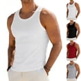 thumbnail image 1 of Zimjoy Men's Muscle Gym Tank Top Quick Dry Breathable Y-Back Vest Regular Fit Ribbed Textured Sleeveless Tank Tops, White L, 1 of 7