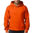 thumbnail image 1 of Zimjoy Men's Orange Hoodie Solid Plain Casual Loose Hooded Fleece Sweatshirt with Pocket Long Sleeve Drawstring Cozy Pullover Hoodies, Orange 2XL, 1 of 5