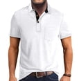thumbnail image 1 of Zimjoy Men's Polo Shirts 3 Button Henley Collared Short Sleeve Shirts Soft Cotton Lightweight Casual Tops with Pocket, White 2XL, 1 of 4