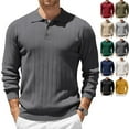 thumbnail image 1 of Zimjoy Men's Polo Shirts Long Sleeve Button Up Sweaters Big and Tall Henley Neck Textured Shirt Loose Fit Ribbed Fashion Dress Shirt Pullover, Dark Gray L, 1 of 4