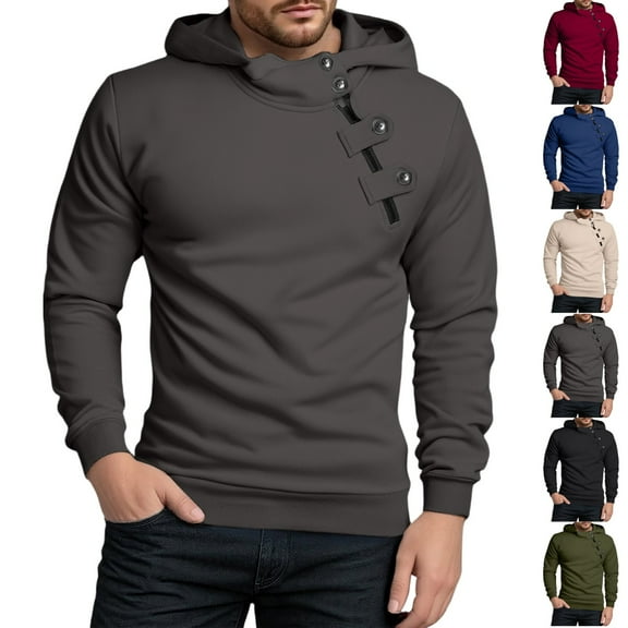 Zimjoy Men's Quarter Zip Pullover Hooded Long Sleeve Bias Tape Zipper Pullover Casual Men's Sweatshirts Lightweight 1/4 Zip Sweatshirt Fall Fleece Clothes, Dark Gray S