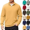thumbnail image 1 of Zimjoy Men's Quarter Zip Pullover Long Sleeve Collared 1/4 Zip Pullover Mens Casual Long Sleeve Shirts for Men Pocket Sweatshirt Lightweight Fall Clothes, Orange 3XL, 1 of 6