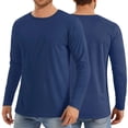 thumbnail image 1 of Zimjoy Men's Quick Dry Active Shirts Crew Neck UPF 50+ Pullover Moisture Wicking Athletic Sports Fishing Shirts, Navy M, 1 of 4