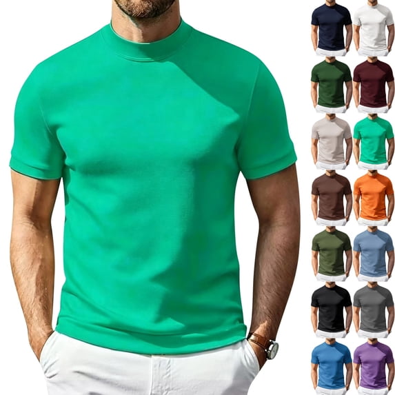Zimjoy Men's Short Sleeve T Shirts Lightweight Soft Cotton Moisture Wicking Casual Basic Tees Comfort Stretch Athletic Performance Tee Mint Green XL