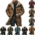 thumbnail image 1 of Zimjoy Men's Suede Jacket Western Regular Fit Double-Breasted Trench Coats Windproof Lapel Collar Wool-Blend Pea Coat Casual Long Trench Coats Thermal Winter Jackets, Khaki L, 1 of 5