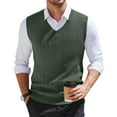 thumbnail image 1 of Zimjoy Men's Sweater Vests V-Neck Basic Vintage Sweater Vest Casual Knit Pullover Vest Sleeveless Oversized Fall Sweater, Army Green XL, 1 of 5