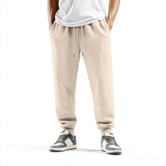 Zimjoy Men's Sweatpants Workout Elastic Waist Oversize Cargo Pants for Men Drawstring Loose Fit Men's Pants Lightweight Taper Leg Cargo Jeans with 5-Pockets, Khaki 2XL