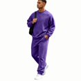 thumbnail image 1 of Zimjoy Men's Sweatsuits, Crewneck Sweatshirt Sweatpants 2 Piece Outfit, Long Sleeve Pullover Top & Jogger Pants Matching Set, Casual Athletic Sweatsuit for Daily Loungewear Gym Workout Purple S, 1 of 6