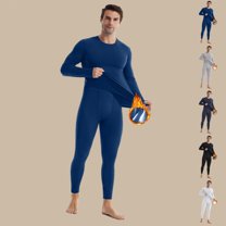 Zimjoy Men's Thermal Underwear Long Johns Fleece Thermals Bottom Top Sets Skiing Base Layer Thermal Underwear for Winter Ski, Navy L