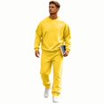 thumbnail image 1 of Zimjoy Men's Tracksuits, Crewneck Sweatshirt Sweatpants 2 Piece Outfit, Long Sleeve Pullover Top & Jogger Pants Matching Set, Casual Athletic Sweatsuit for Daily Loungewear Gym Workout Yellow M, 1 of 6