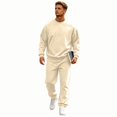 thumbnail image 1 of Zimjoy Men's Tracksuits, Crewneck Sweatshirt Sweatpants 2 Piece Outfit, Long Sleeve Pullover Top & Jogger Pants Matching Set, Casual Athletic Sweatsuit for Daily Loungewear Gym Workout Beige 3XL, 1 of 6