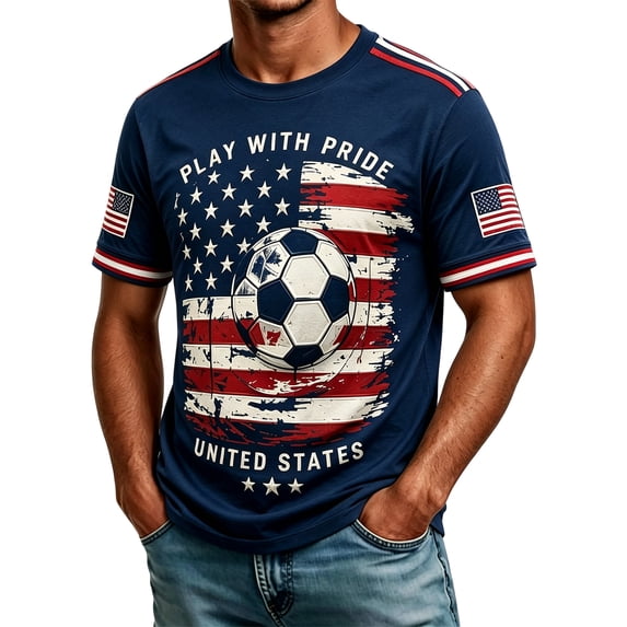 Zimjoy Men's USA Soccer Jersey Shirts 2026 Country Team Short Sleeve Crewneck Fan International Football Shirt Retro Streetwear Top Red 3XL