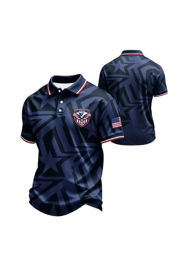 Men's USA Soccer Shirts Short Sleeve Crewneck 2026 Country Team Fan International Football Shirt Retro Streetwear Top Navy 3XL