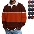 thumbnail image 1 of Zimjoy Men's Waffle Henley Shirts Casual Button Down Polo Shirt Big and Tall Long Sleeve T-Shirts Striped Spring Pullover, Coffee 2XL, 1 of 6