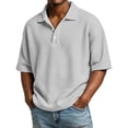 thumbnail image 1 of Zimjoy Men's Waffle Shirts Summer Breathable Short Sleeve Pullover 3-Button Henley Collared T Shirts without Pocket, Light Gray XL, 1 of 6