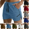 thumbnail image 1 of Zimjoy Mens Athletic Shorts Strechy Quick Dry Cycling Running Summer Shorts Casual Side Split Drawstring Short Pants Seamless Low Rise Breathable Short Pants, Sky Blue 2XL, 1 of 6
