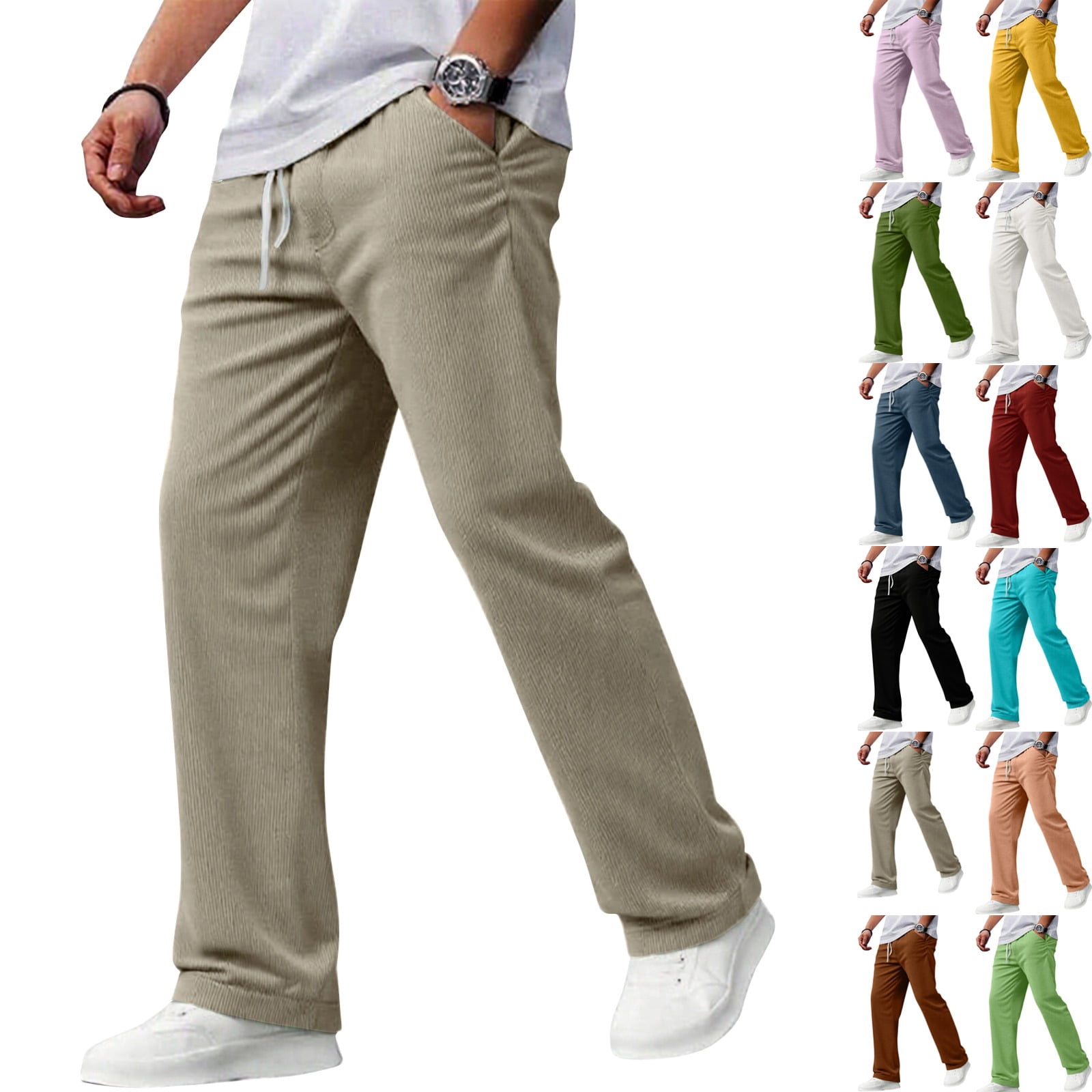 Zimjoy Mens Baggy Corduroy Pants Loose Fit Wide Leg Baggy Pants Men ...