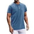 thumbnail image 1 of Zimjoy Mens Big and Tall T-Shirts Big and Tall Henley Neck Shirt Casual Short Sleeve Basic Pullover Tees (Blue, S), 1 of 4