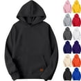 thumbnail image 1 of Zimjoy Mens Black Hoodie Casual Loose Basic Hooded Fleece Sweatshirt Long Sleeve Baggy Pullover Sweatshirts with Pocket, Black L, 1 of 4
