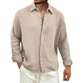 thumbnail image 1 of Zimjoy Mens Business Casual Dress Textured Button Down Long Sleeve Shirts Men Lightweight Solid Color Collared Mens Dress Shirts, Beige L, 1 of 4