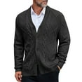 thumbnail image 1 of Zimjoy Mens Cardigan Sweaters Button Down Cable Knit Sweater Long Sleeve Shawl Collar Warm Sweater Casual Cardigan Men Chunky Fall Winter Coat with Pockets, Black M, 1 of 4