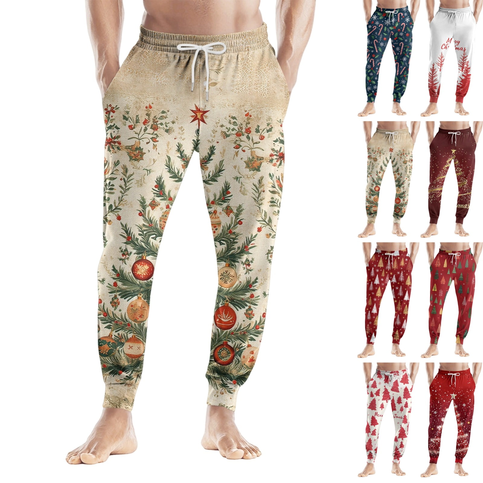 Zimjoy Mens Christmas Pajama Pants Warm Winter Sleep Pants Fuzzy Loose ...