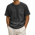 thumbnail image 1 of Zimjoy Mens Cotton Linen T-Shirts Short Sleeve T Shirt Crew Neck Tees Casual Cross Front Basic Tee Tops Dark Gray M, 1 of 3