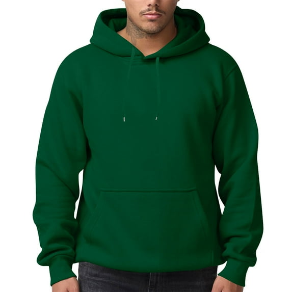 Zimjoy Green Hoodie for Men Basic Casual Loose Hooded Fleece Sweatshirt with Pocket Long Sleeve Drawstring Baggy Pullover Sweatshirts, Dark Green M