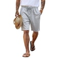 thumbnail image 1 of Zimjoy Mens Linen Shorts Casual Drawstring Elastic Waist Summer Shorts with Pockets Baggy Wide Leg Beach Vacation Light Gray XL, 1 of 5