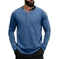 thumbnail image 1 of Zimjoy Mens Long Sleeve Tops Casual Slim Fit Button Up Clothes Crewneck Henley Ropa De Hombre Lightweight Fall Tops, Blue XL, 1 of 4