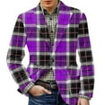 thumbnail image 1 of Zimjoy Mens Plaid Blazer Casual Slim Fit Corduroy Suit Jacket Vintage One Button Checkered Blazer Work Office Business Blazers Jackets Birthday Party Sport Coats, Purple 3XL, 1 of 5