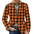 thumbnail image 1 of Zimjoy Mens Plaid Suit Jackets Casual Slim Fit Corduroy Suit Jackets Vintage One Button Checkered Blazer Business Work Office Blazers Jackets Dinner Party Sport Coats, Saffron L, 1 of 5