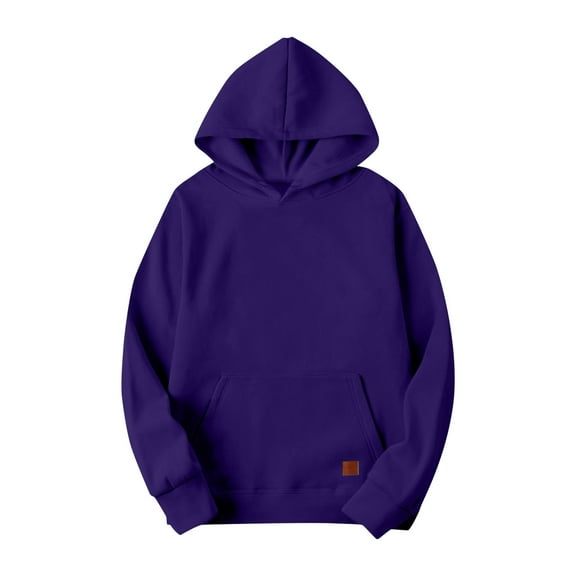 Zimjoy Mens Purple Hoodie Casual Loose Basic Hooded Fleece Sweatshirt Long Sleeve Baggy Pullover Sweatshirts with Pocket, Purple XL