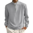 thumbnail image 1 of Zimjoy Mens Quarter Zip Pullover Casual Lightweight 1/4 Zip Sweatshirt Men Fall Mock Neck Long Sleeve 1/4 Zipper Pullover Mens Texture Waffle Sweatshirt, Light Gray L, 1 of 5