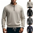 thumbnail image 1 of Zimjoy Mens Quarter Zip Pullover Cotton Mock Neck Half Zip Pullovers Casual Slim Fit Lightweight Sweatshirt Sports Fall Polo Sweaters, Khaki M, 1 of 6