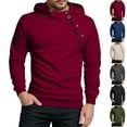 thumbnail image 1 of Zimjoy Mens Quarter Zip Pullover Hooded Long Sleeve Bias Tape Zipper Pullover Mens Casual Red Sweatshirt Lightweight Winter Fleece Men's Shirts, Wine 2XL, 1 of 7