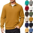 thumbnail image 1 of Zimjoy Mens Quarter Zip Pullover Long Sleeve Collared 1/4 Zipper Pullover Casual Collared Sweatshirt Pocket Sweatshirt Lightweight Fall Clothes, Earthy Yellow M, 1 of 6