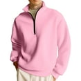 thumbnail image 1 of Zimjoy Mens Quarter Zip Pullover Long Sleeve Mock Neck 1/4 Zip Pullover Mens Casual Sweatshirts for Men Pink Sweatshirt Lightweight Fall Clothes, Pink L, 1 of 6