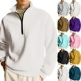 thumbnail image 1 of Zimjoy Mens Quarter Zip Pullover Mock Neck Long Sleeve 1/4 Zip Pullover Mens Casual White Sweatshirt Lightweight Fall Sweatshirts for Men, White L, 1 of 7