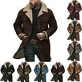 thumbnail image 1 of Zimjoy Mens Suede Jacket Western Regular Fit Double Breasted Trench Coats Windproof Lapel Collar Wool-Blend Brown Peacoats Casual Long Trench Coats Thermal Winter Jackets, Coffee L, 1 of 5