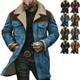 thumbnail image 1 of Zimjoy Mens Suede Jacket Western Regular Fit Double-Breasted Trench Coats Windproof Lapel Collar Wool Blend Pea Coat Casual Long Trench Coats Thermal Winter Overcoat, Blue M, 1 of 5
