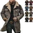 thumbnail image 1 of Zimjoy Mens Suede Jacket Western Slim Fit Double Breasted Trench Coats Windproof Lapel Collar Wool-Blend Gray Peacoats Casual Long Trench Coats Thermal Winter Jackets, Gray 3XL, 1 of 4