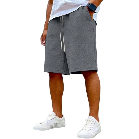 Zimjoy Mens Sweat Shorts with Pockets Cotton Blend Lounge Jogger Athletic Short Pants 9" Inch Inseam Drawstring Elastic Waist Dark Gray L