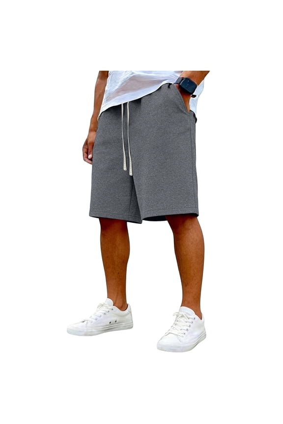 Mens Sweat Shorts with Pockets Cotton Blend Lounge Jogger Athletic Short Pants 9" Inch Inseam Drawstring Elastic Waist Dark Gray L