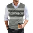 thumbnail image 1 of Zimjoy Mens Sweater Vest Casual V-Neck Fair Isle Knitted Sweater Vest Oversize Sleeveless Sweaters Men Basic Vintage Pullover Sweater Vest, Gray 5XL, 1 of 5