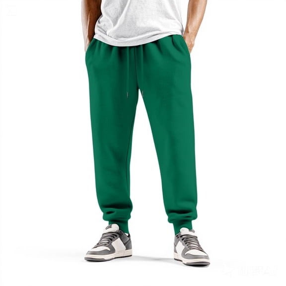 Zimjoy Mens Sweatpants Athletic Elastic Waist Oversize Cargo Sweatpants Drawstring Baggy Men's Pants Lightweight Taper Leg Mens Clothing with 5-Pockets, Green M